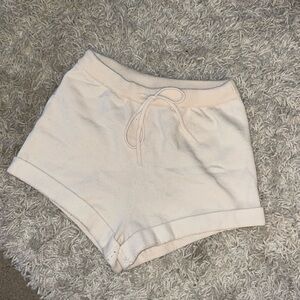 knit high-waisted draw string shorts